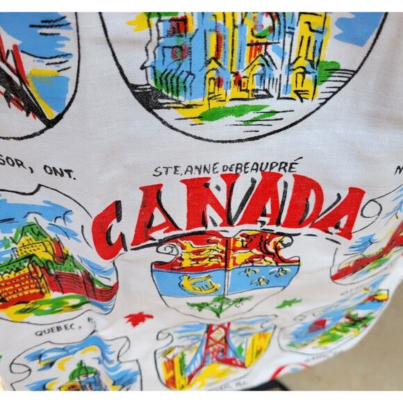 Vintage An Original Yucca Print Cactus Cloth (?) Half Apron Canada Souvenir Map - Picture 4 of 8